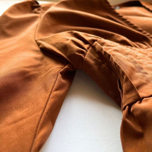 PRETTYLITTLETHING BUTTON FRONT PUFF SLEEVE SKATER SKIRT IN BROWN - 10 - Picture 10 of 13